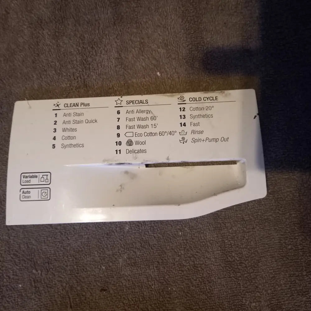 BUY GENUINE SPARE PARTS FOR HOTPOINT WMBF742 WASHING MACHINE FRONT SOAP DRAWER HANDLE IN WHITE USED