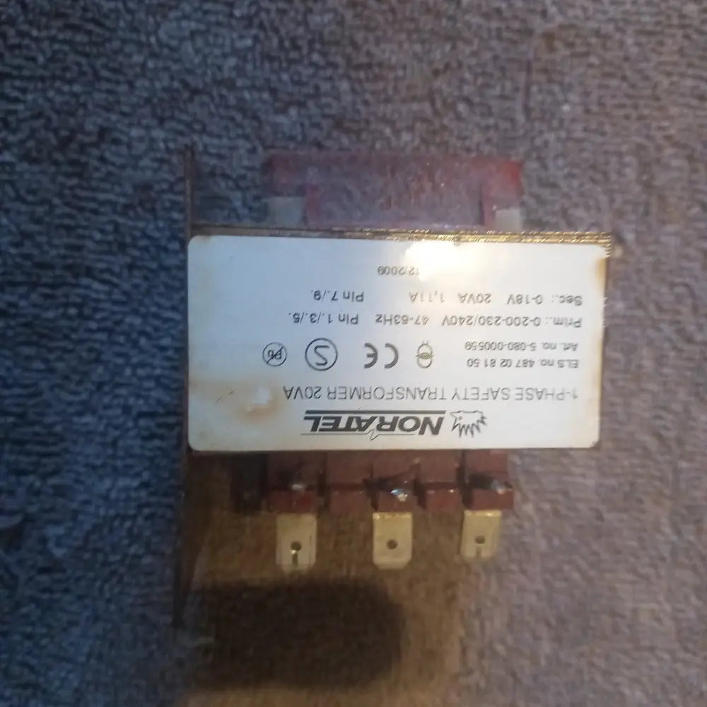 BUY GENUINE SPARE PARTS FOR NORATEL 5-080-000559 1-Phase Safety Transformer 20VA. ART.NO.5-080-000559