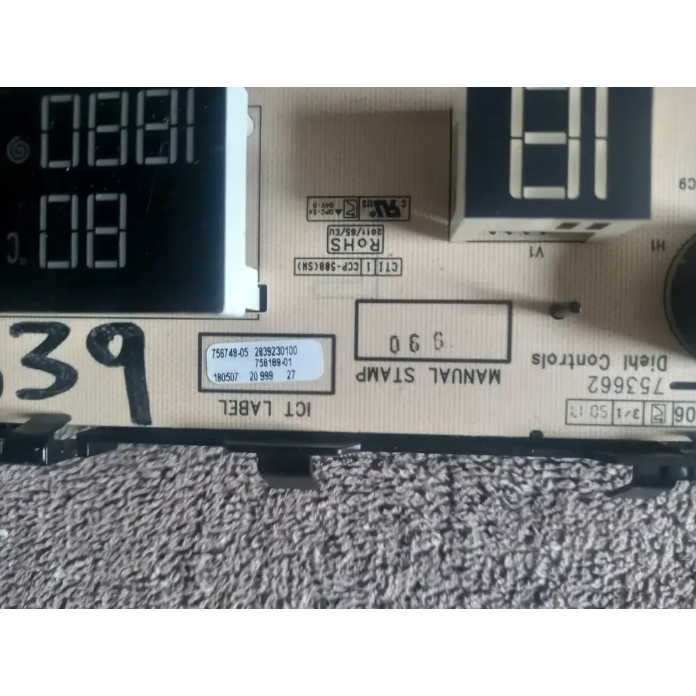 genuine beko front digital display 2839230100