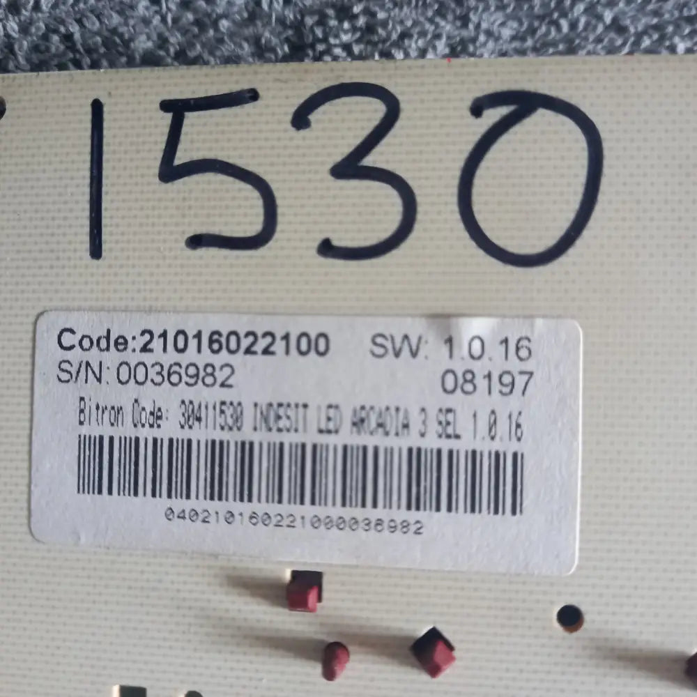 GENUINE INDESIT FRONT CONTROL PCB BOARD.21016022100 30411530