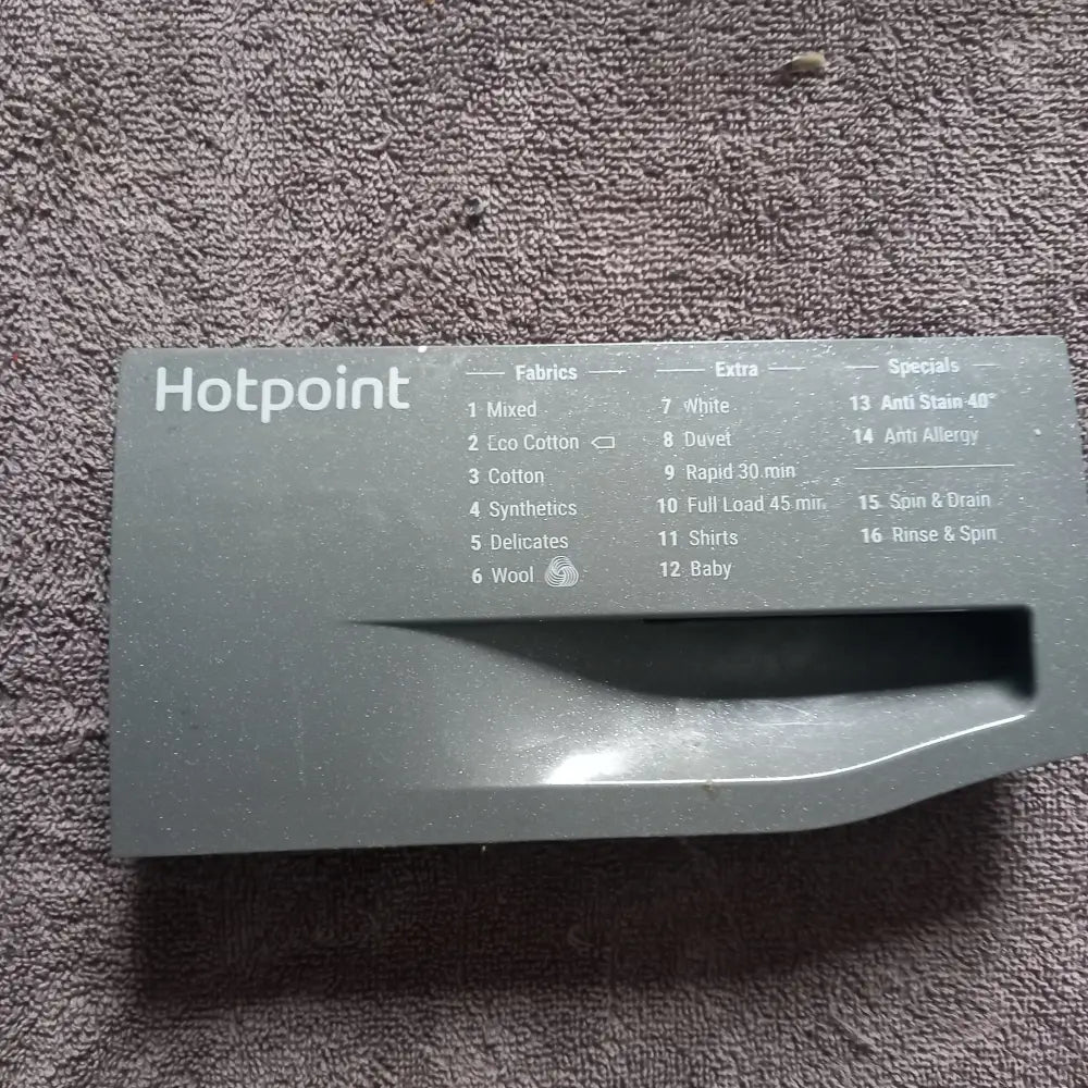 GENUINE SPARE PARTS FOR hotpoint nswm 943c WASHING MACHINE FRONT SOAP DRAWER HANDLE IN GRAPHITE GREY,250007049