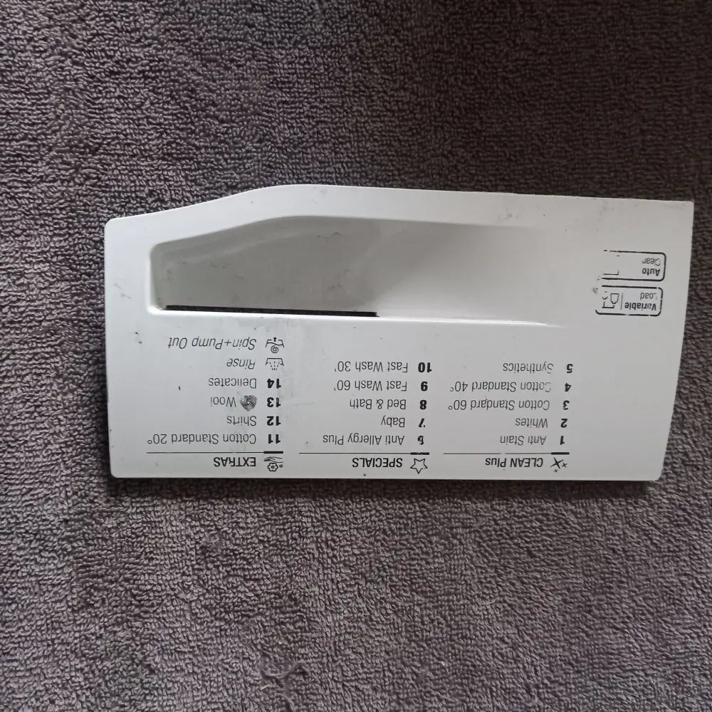 genuine spare parts for hotpoint wmfug942puk smart washing machine front soap drawer handle in white used.