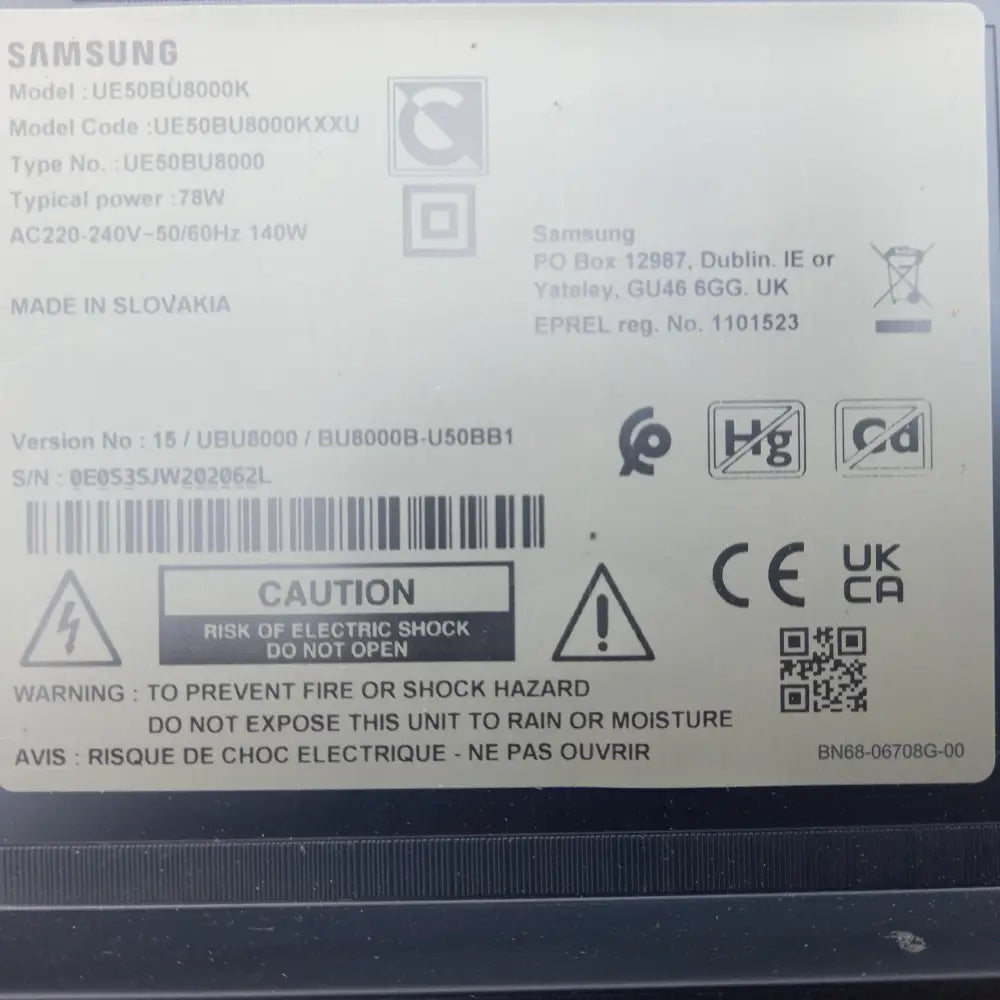 genuine spares for samsung ue50bu8000k printed circuit board UE50U8000F (2025) LED HDR 4K Ultra HD Smart TV