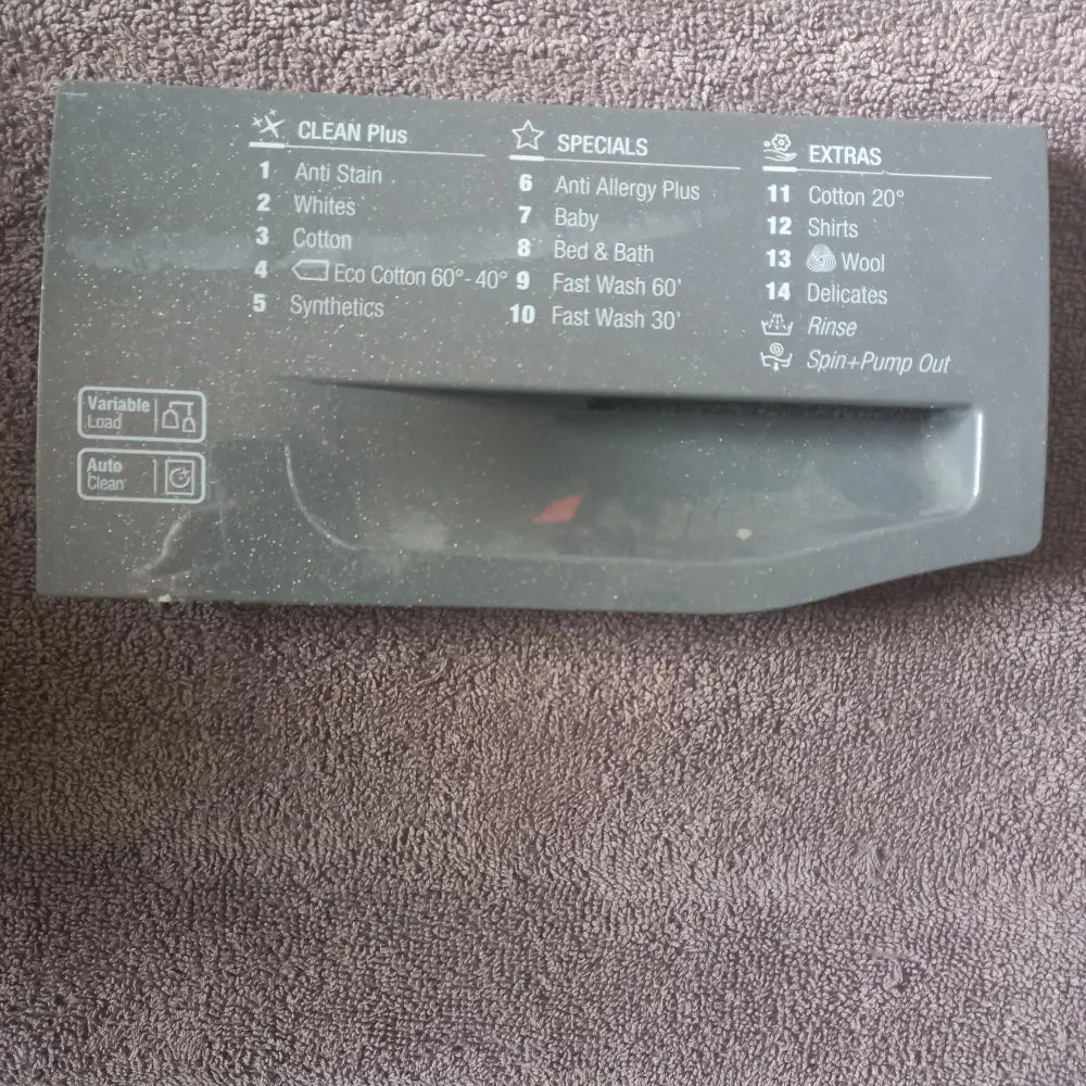 hotpoint fml 842 washing machine front soap drawer handle in graphite grey used,250006350