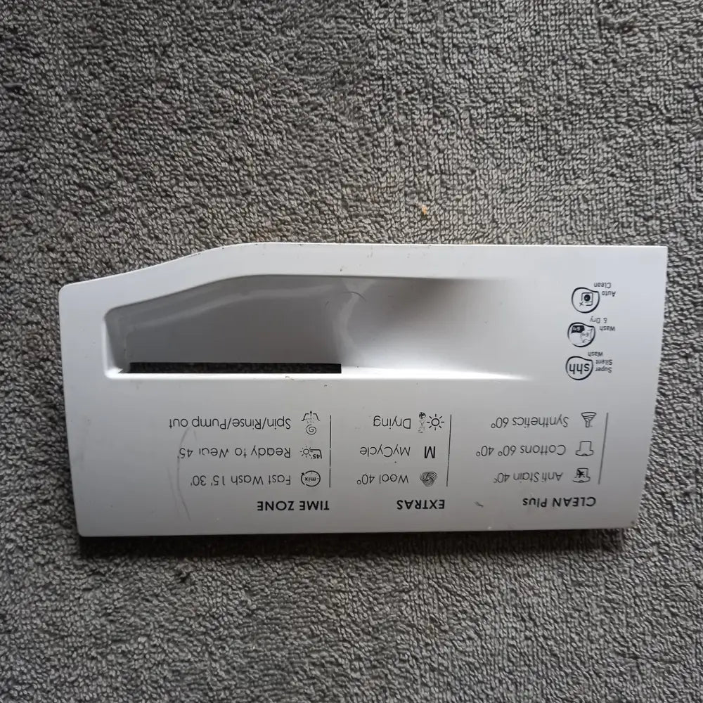 hotpoint wdxd 8640 front soap drawer handle in white,used,250006350.