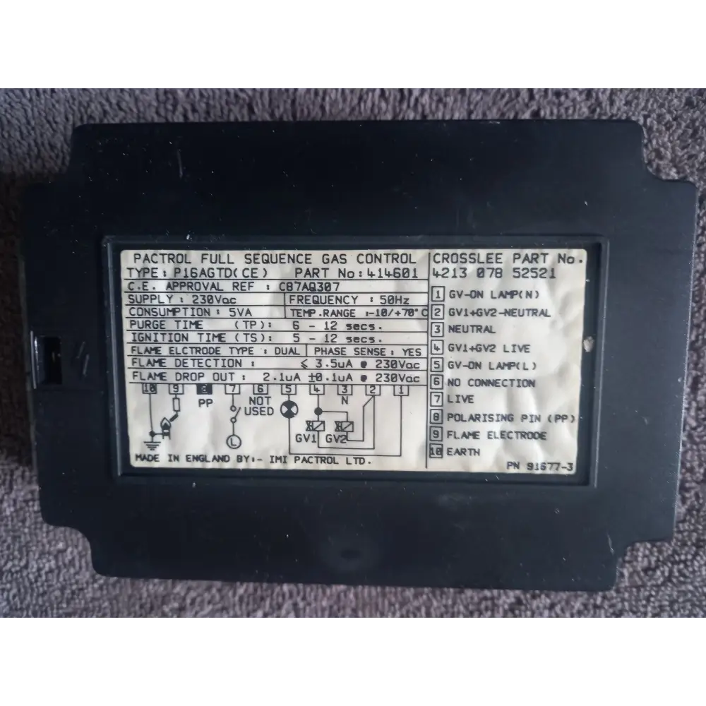 pactrol full sequence gas controller type p16agtd part n0 414601
