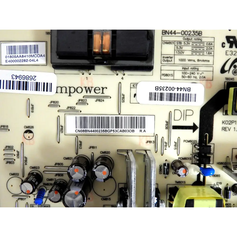 Samsung Bn44-00235b Power Supply & Inverter Board used tested.