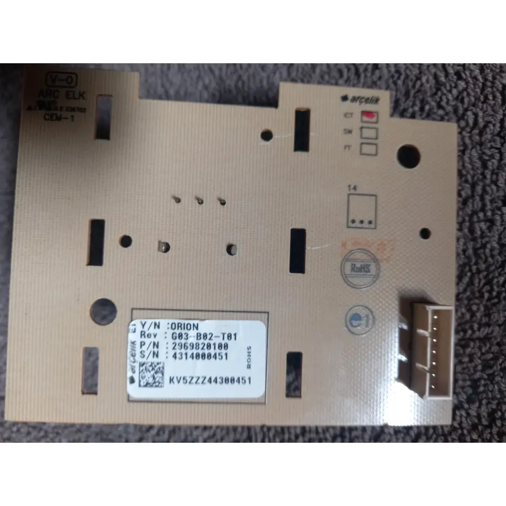 This original Beko Grundig Arcelik printed circuit board (PCB) manufacturer number 2969820100,